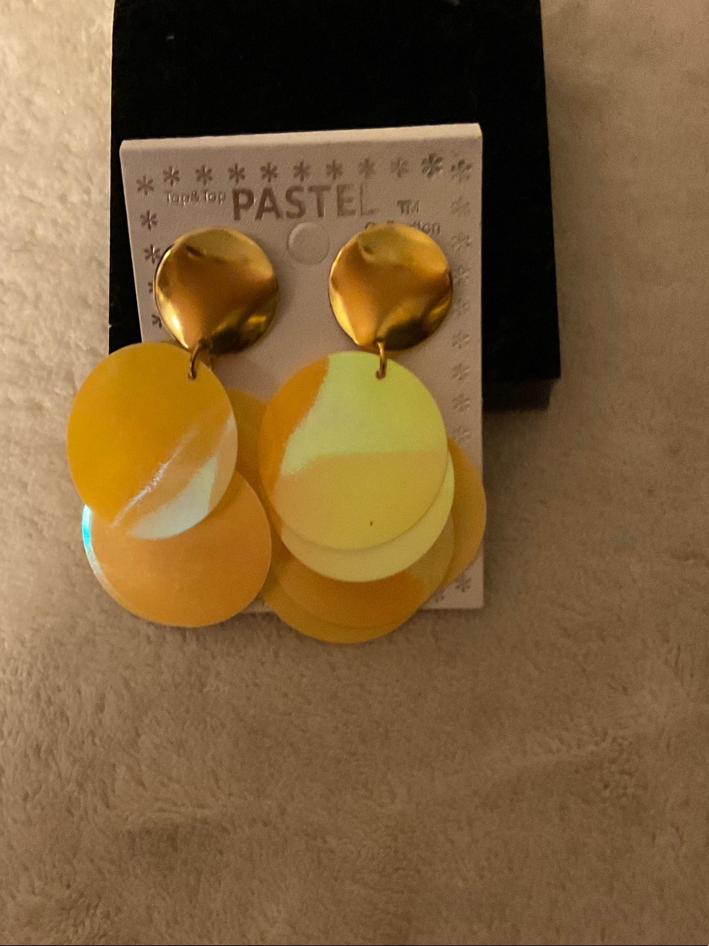 Pastels Yellow Layered Disc Dangle Earrings
